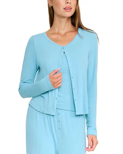 Honeydew Blissful Pointelle Cardigan In Blue