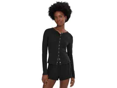 Honeydew Blissful Long Sleeve Shortie Set In Black