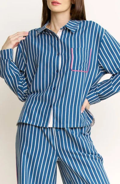 Honeydew Brunch Date Button-up Shirt In Blue