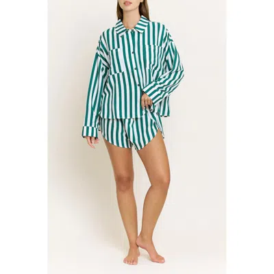Honeydew Brunch Date Long Sleeve Shorts Pajamas In Green