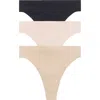Honeydew Cool Luxe 3-pack Thongs In Black Assorted