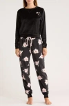 Honeydew Cozy Velour Top & Joggers Pajamas In Black