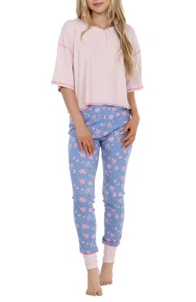 Honeydew Cuddle Crew Floral Pajamas In Strawberry