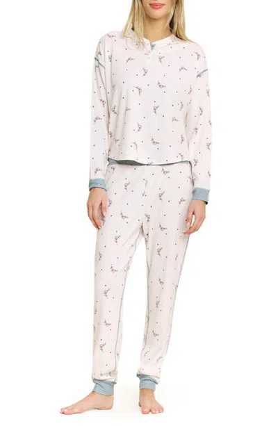 Honeydew Cuddle Crew Henley Pajamas In White