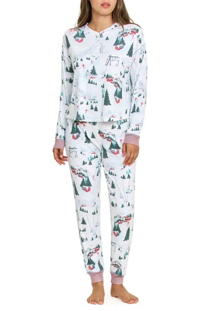 Honeydew Cuddle Crew Henley Pajamas In White