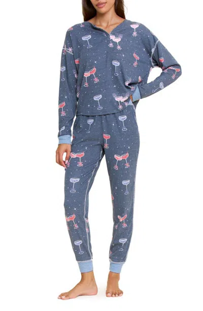 Honeydew Cuddle Crew Henley Pajamas In Blue