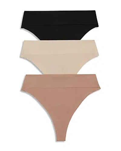 Honeydew Devin Thong, Pack Of 3 In Black/seashell