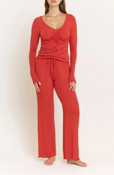 Honeydew Dreamland Lounge Rib Pajamas In Red