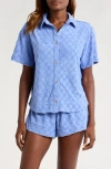 Honeydew Easy Does It French Terry Short Pajamas In Blue