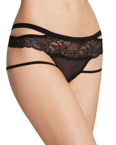 Honeydew Elastic & Lace Open Panel Hipster In Black
