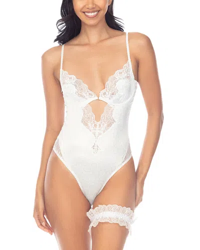 Honeydew Garden Of Eden Bodysuit & Garter In Ivory Python