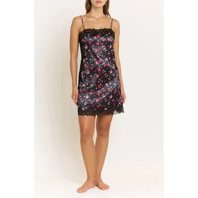 Honeydew Garden Of Eden Lace Trim Satin Chemise In Blue