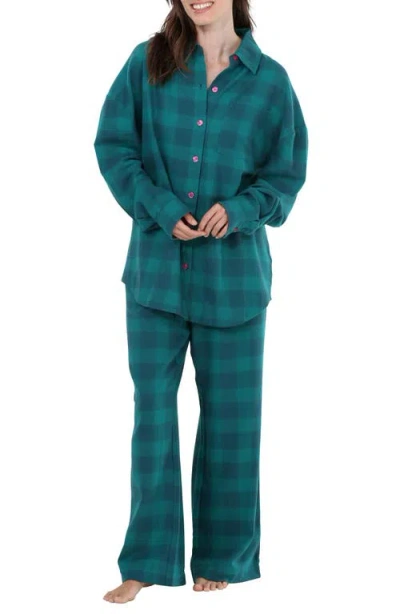 Honeydew Golden Hour Cotton Twill Pajamas In Bayberry Plaid