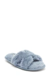 Honeydew H Band Plush Faux Fur Slipper In Blue