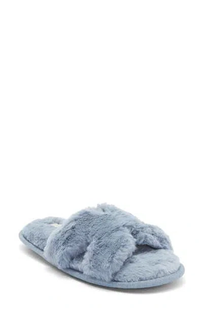 Honeydew H Band Plush Faux Fur Slipper In Blue