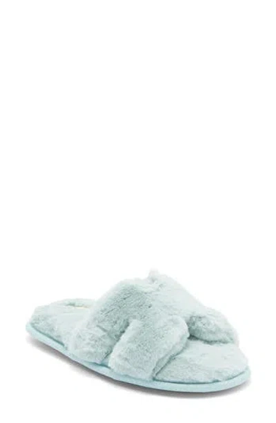 Honeydew H Band Plush Faux Fur Slipper In Green