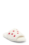 Honeydew Heart Embroidery Slide Slipper In White