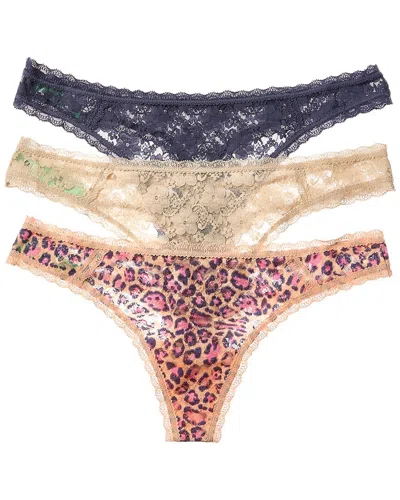 Honeydew Intimates 3pk Lady In Lace Thong In Geoleo/jaspcalm