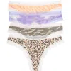 Honeydew Intimates Aiden 4-pack Assorted Lace Micro Thongs In Leopard/camo/tiger