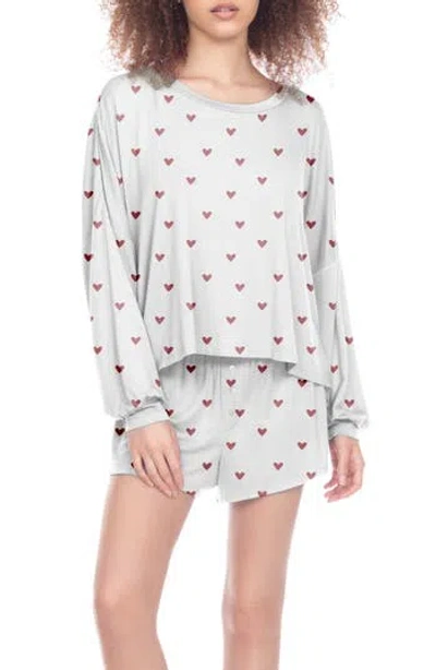 Honeydew Intimates All American Long Sleeve Shortie Pajamas In Ivory Hearts