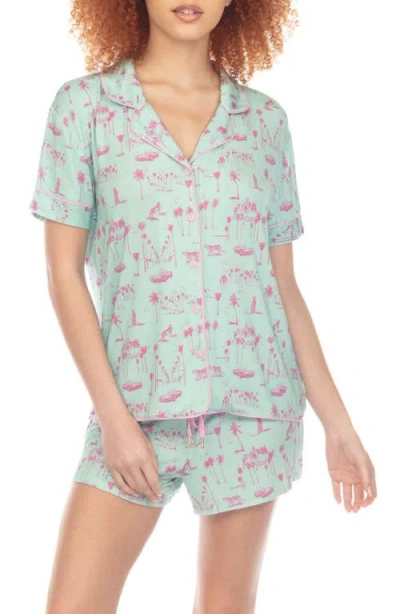 Honeydew Intimates All American Shortie Pajamas In Kelp Toile