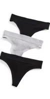 Honeydew Intimates Bailey 3 Pack Thong In Black/heather Grey/black