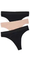 Honeydew Intimates Cyrus Rib Seamless Thong 3 Pack Black/bon Bon/black In Black/bon Bon/black