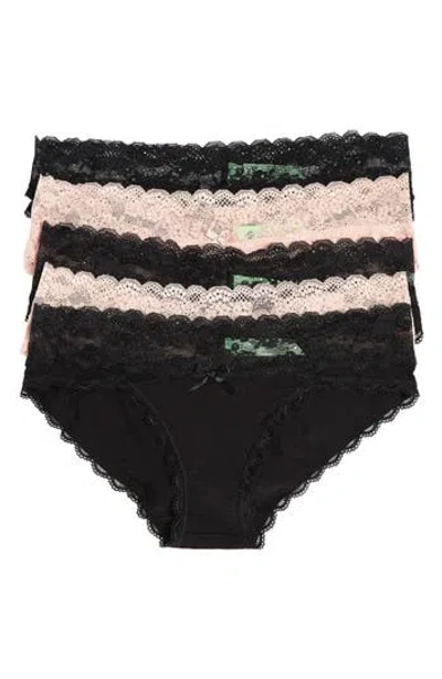 Honeydew Intimates Honeydew Ahna 5-pack Lace Hipster Panties In Black Multi