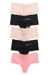 Honeydew Intimates 5-pack High Waist Lace Thongs In Basic Assorted