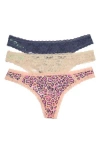 Honeydew Intimates 3pk Lady In Lace Thong In Geoleo/jaspcalm