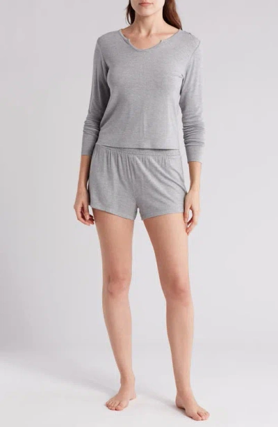 Honeydew Intimates Long Sleeve Top & Shorts Set In Heather Grey