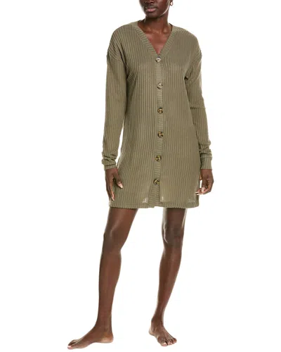 Honeydew Intimates Off Duty Rib Knit Cardigan In Green