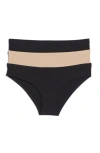 Honeydew Intimates Skinz 3-pack Hipster Panties In Black/nude