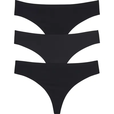 Honeydew Intimates Skinz 3-pack Thong In Black/black/black