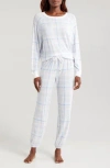 Honeydew Intimates Star Seeker Brushed Jersey Pajamas In Ivory Plaid Blue