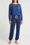 Honeydew Intimates Star Seeker Brushed Jersey Pajamas In Navy Leopard