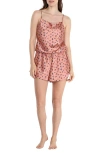 Honeydew Intimates Sunday Rest Satin Sleep Romper In Umber Leopard