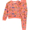 Honeydew Kids' Snuggle Up Print Lounge Sweatshirt & Joggers Set In Orange