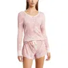 Honeydew Knit Long Sleeve Short Pajamas In Pink