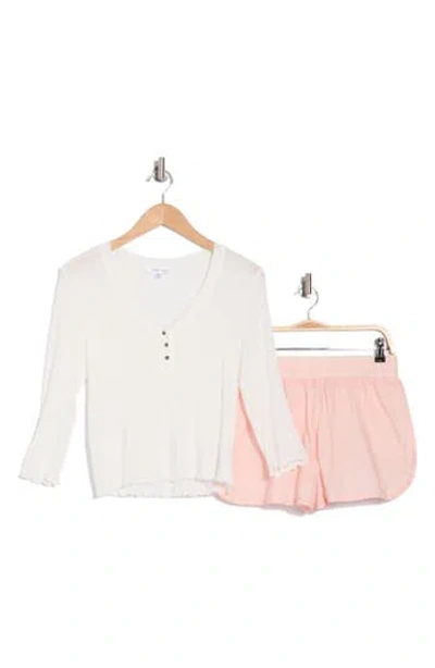 Honeydew Laid Back Henley Shortie Pajamas In Sunkissed Check