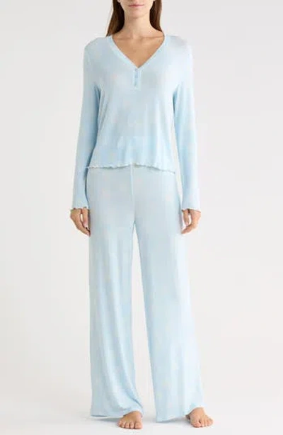 Honeydew Laid Back Long Henley Pajamas In Blue
