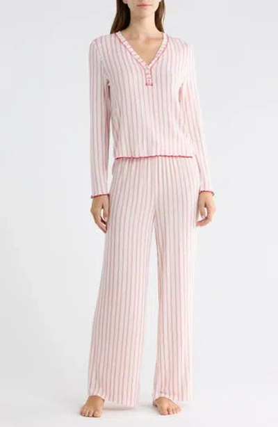 Honeydew Laid Back Long Henley Pajamas In Pink