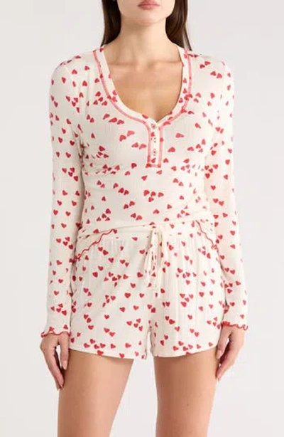 Honeydew Laid Back Long Sleeve Knit Short Pajamas