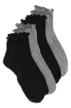 Honeydew Lettuce Edge 4-pack Ankle Socks In Black