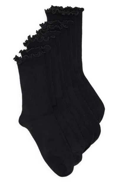 Honeydew Lettuce Edge 4-pack Crew Socks In Black