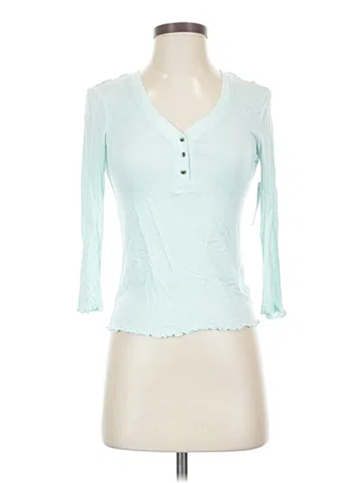 Pre-owned Honeydew Long Sleeve Henley Shirt In Blue