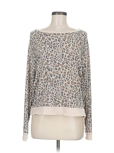 Pre-owned Honeydew Long Sleeve Top Tan Boatneck Tops In Brown