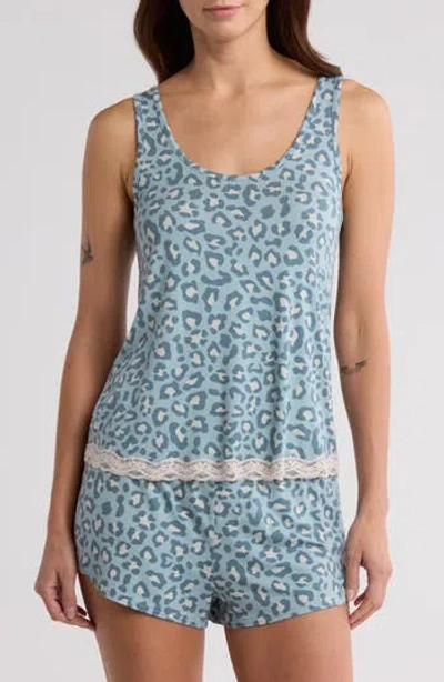 Honeydew Lounge Life Shortie Pajamas In Earl Grey Leopard