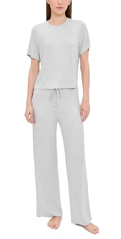 Honeydew Luxe Modal Tee And Pants Set Heather Grey In Gray