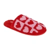 Honeydew Plush Heart Scuff Womens Memory Foam Slip-on Slippers In Red